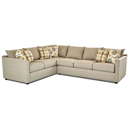 Transitional Sectional Sofa with Tuxedo Arms